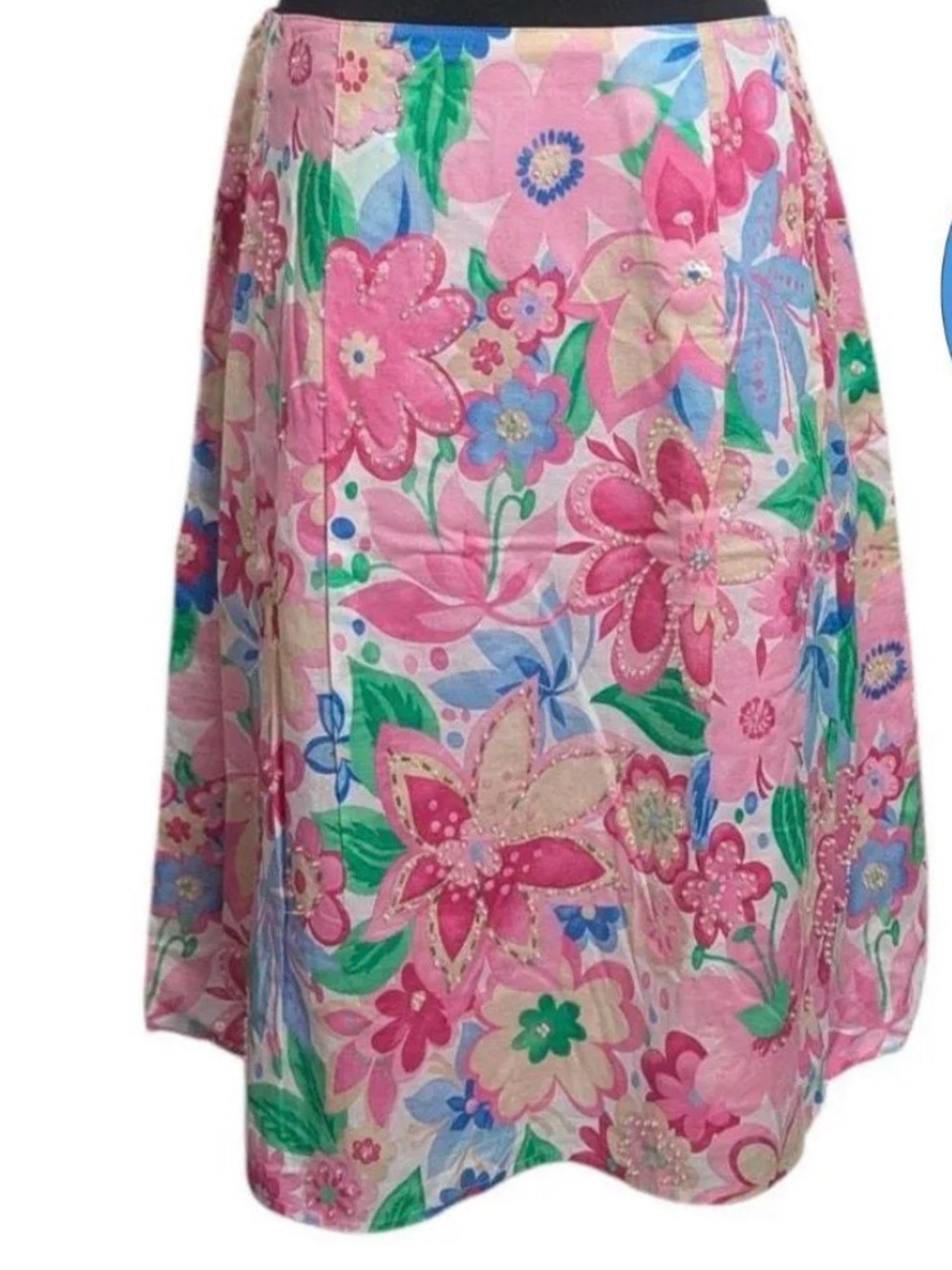 Y2K sequin Josephine Chaus Pink Floral Circle Skirt 14